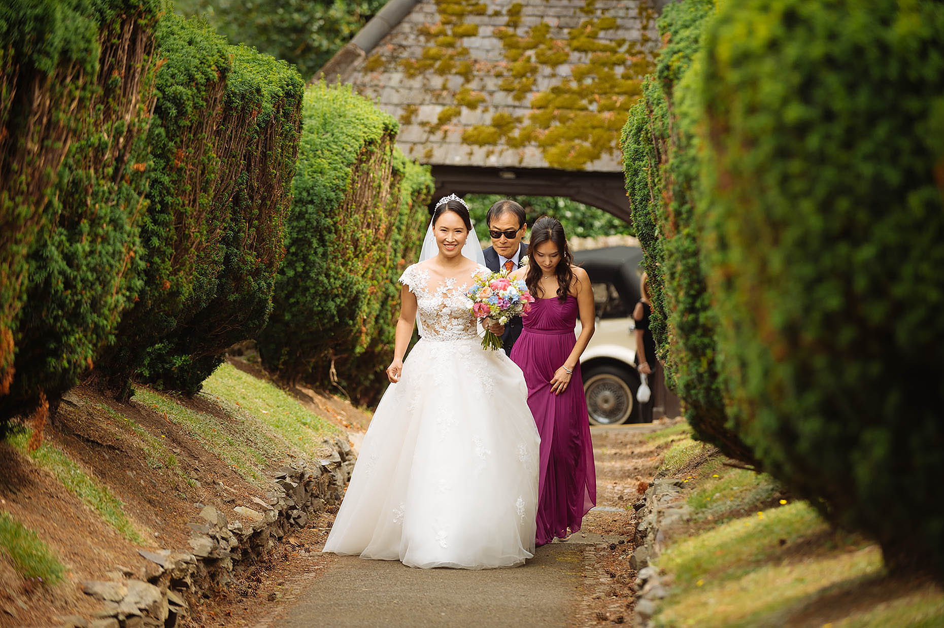 beaumanor-hall-wedding-bride-church-chay-dress-happy-walking-04