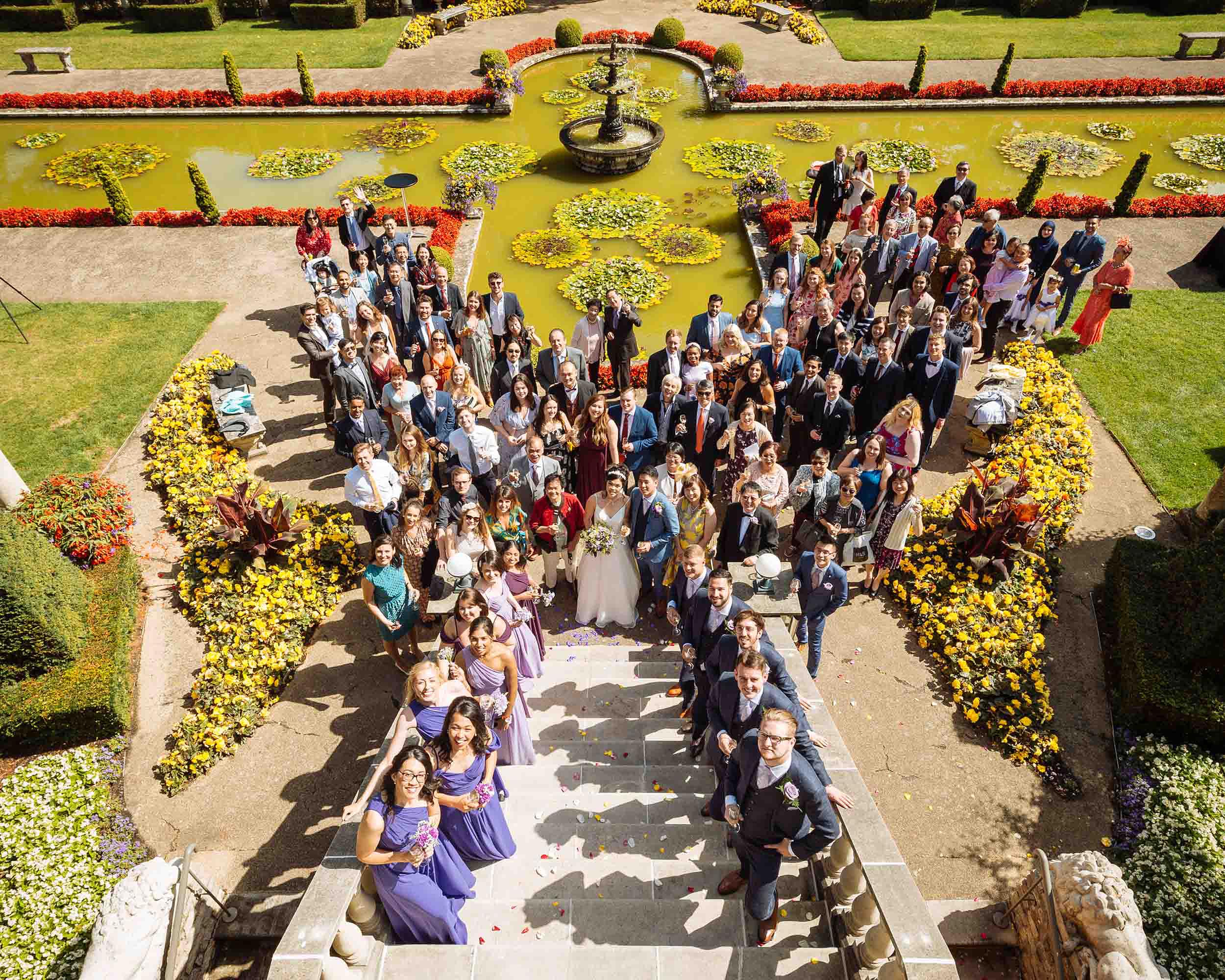 group-shot-guests-wedding-at-the-italian-villa-dorset-wedding-photographer